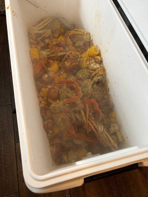 Finished boil that has been loaded to the cooler.